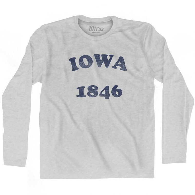 Iowa State 1846 Adult Cotton Long Sleeve Vintage T-Shirt - Grey Heather