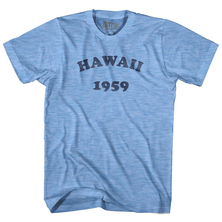 Hawaii State 1959 Adult Tri-Blend Vintage T-Shirt - Athletic Blue