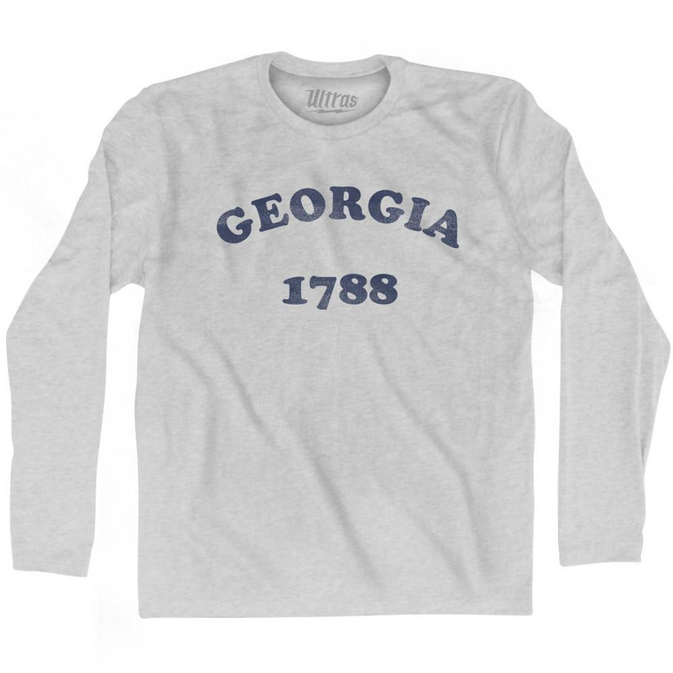 Georgia State 1788 Adult Cotton Long Sleeve Vintage T-Shirt - Grey Heather