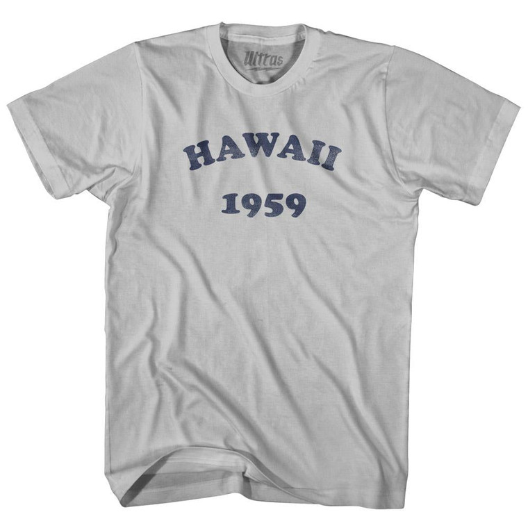 Hawaii State 1959 Adult Cotton Vintage T-Shirt - Cool Grey