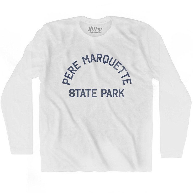 Michigan Pere Marquette Park Beach Adult Cotton Long Sleeve Vintage T-shirt - White