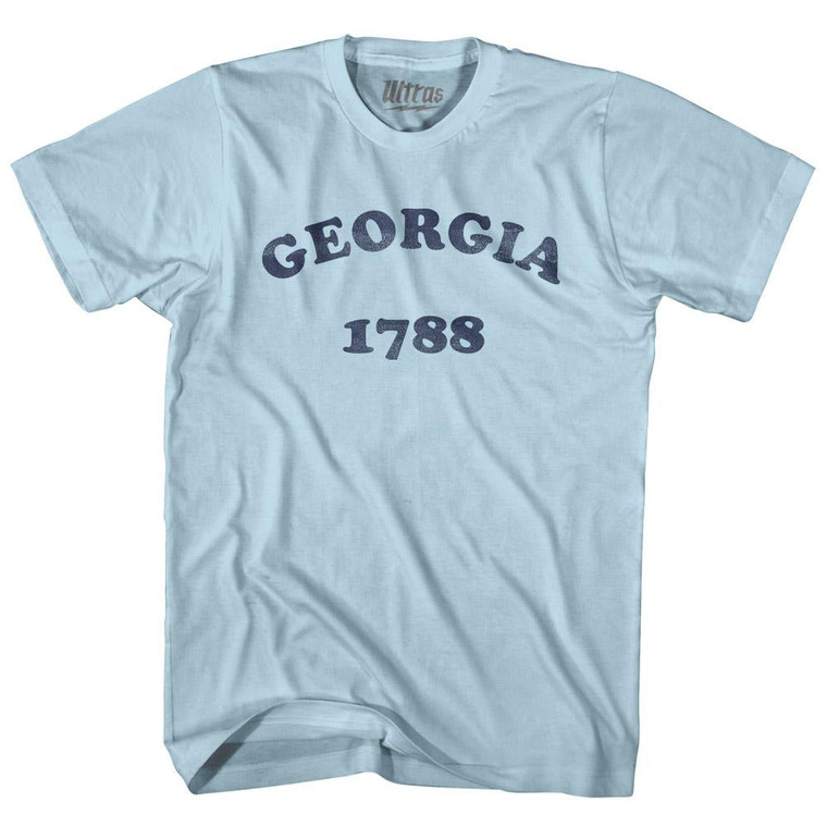 Georgia State 1788 Adult Cotton Vintage T-Shirt - Light Blue