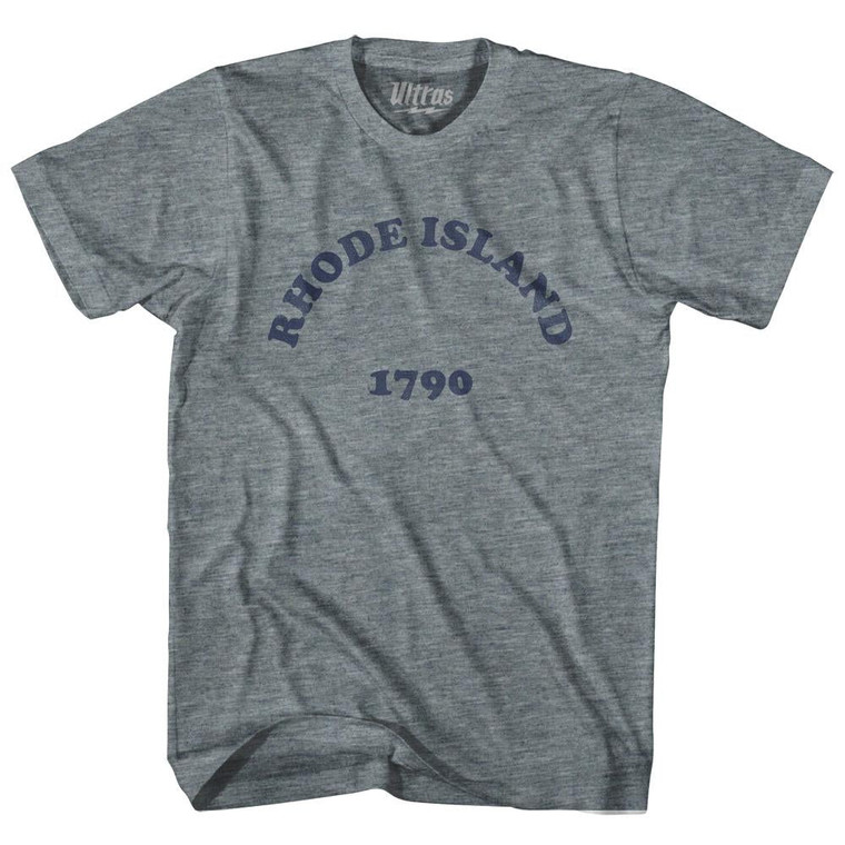 Rhode Island State 1790 Youth Tri-Blend Vintage T-shirt - Athletic Grey