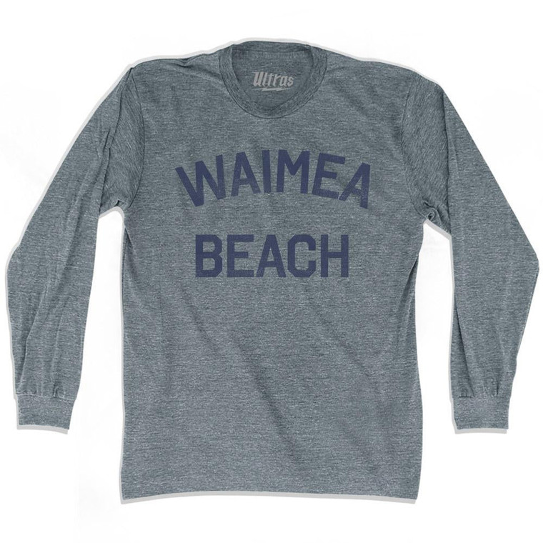 Hawaii Waimea Beach Adult Tri-Blend Long Sleeve Vintage T-shirt - Athletic Grey