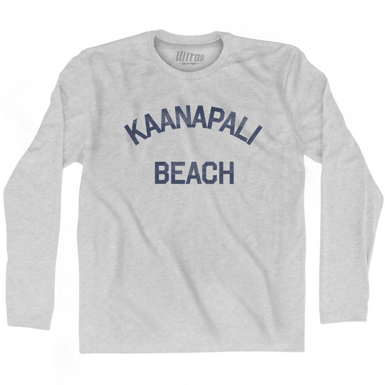 Hawaii Kaanapali Beach Adult Cotton Long Sleeve Vintage T-Shirt - Grey Heather