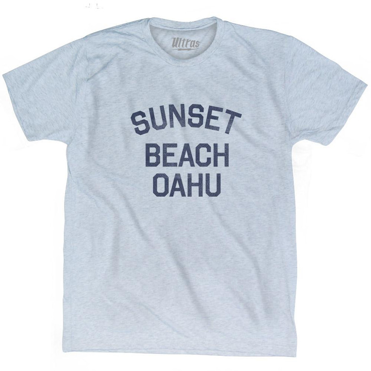 Hawaii Sunset Beach Oahu Adult Tri-Blend Vintage T-Shirt - Athletic White