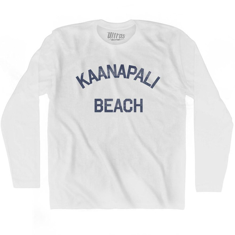 Hawaii Kaanapali Beach Adult Cotton Long Sleeve Vintage T-shirt - White