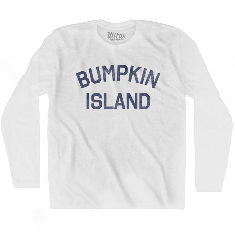 Massachusetts Bumpkin Island Adult Cotton Long Sleeve Vintage T-shirt - White