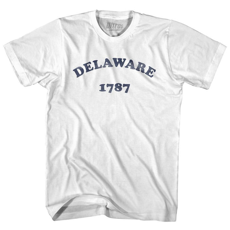 Delaware State 1787 Adult Cotton Vintage T-shirt - White