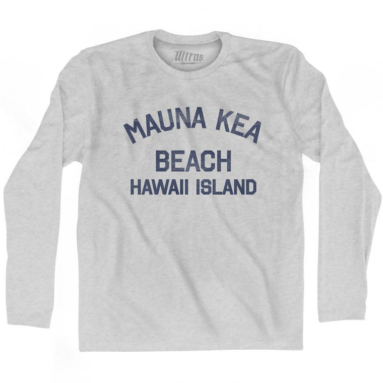 Hawaii Mauna Kea Beach Hawaii Island Adult Cotton Long Sleeve Vintage T-Shirt - Grey Heather