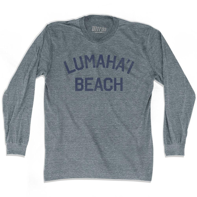 Hawaii Lumaha'i Beach Adult Tri-Blend Long Sleeve Vintage T-shirt - Athletic Grey