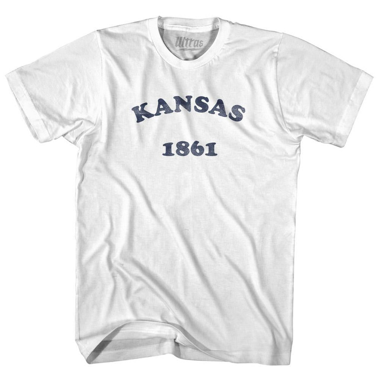 Kansas State 1861 Adult Cotton Vintage T-shirt - White