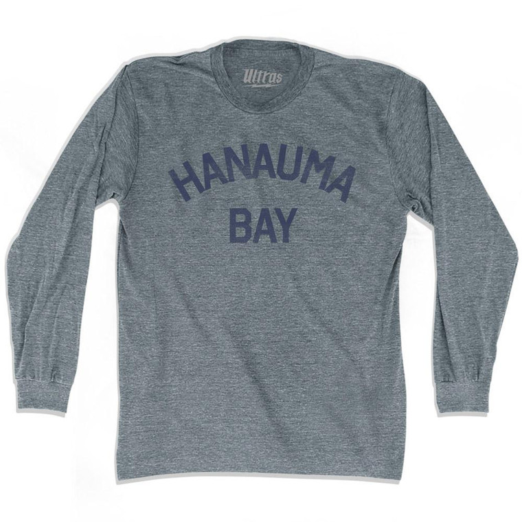 Hawaii Hanauma Bay Adult Tri-Blend Long Sleeve Vintage T-shirt - Athletic Grey