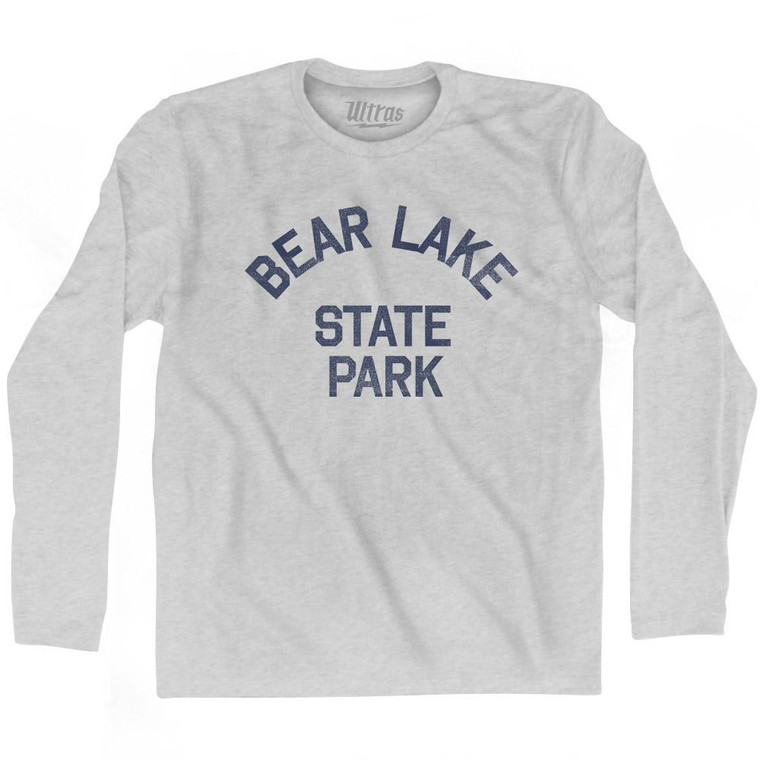 Idaho Bear Lake State Park Adult Cotton Long Sleeve Vintage T-Shirt - Grey Heather