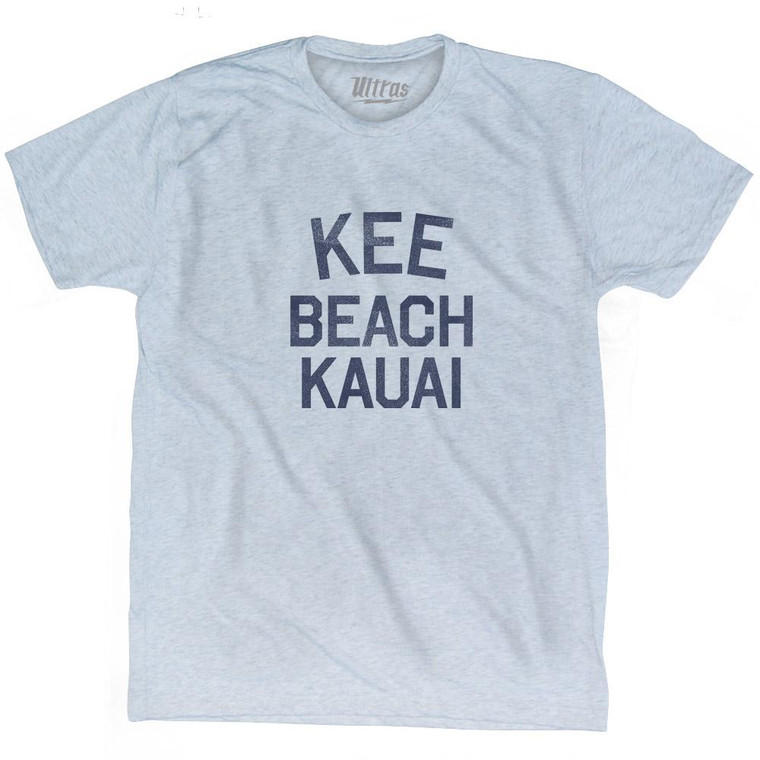 Hawaii Kee Beach Kauai Adult Tri-Blend Vintage T-Shirt - Athletic White