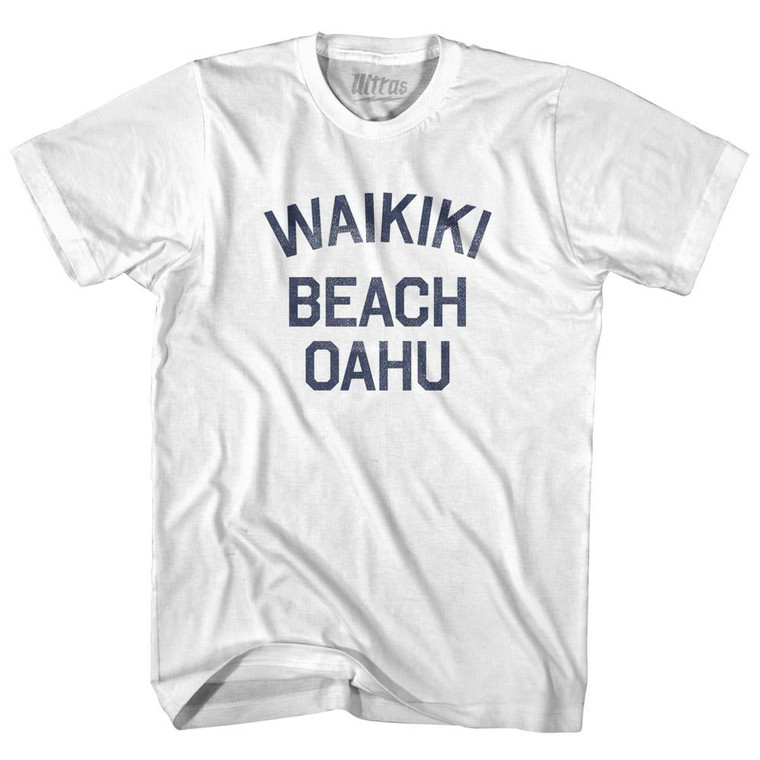 Hawaii Waikiki Beach Oahu Womens Cotton Junior Cut Vintage T-shirt - White