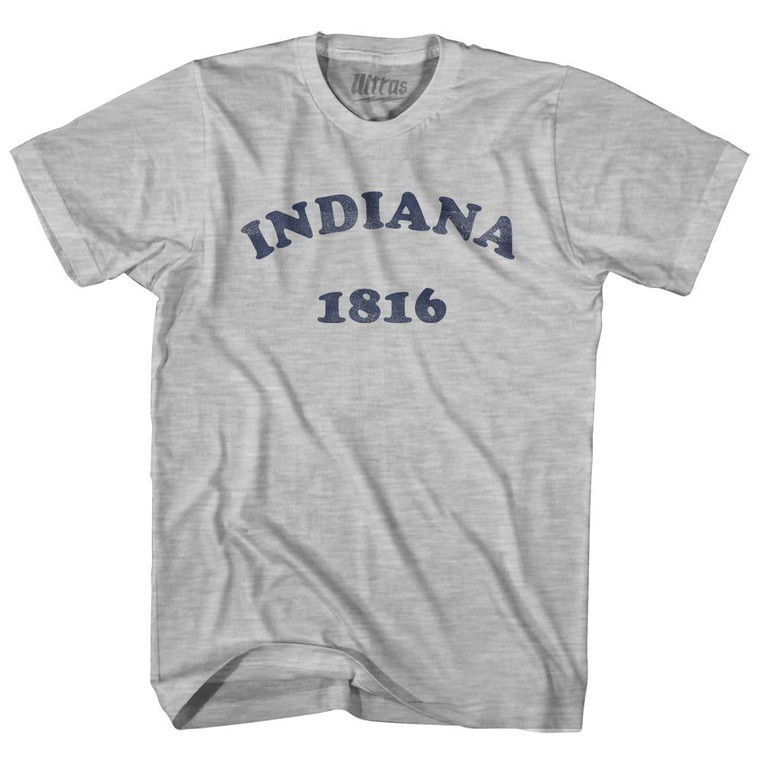 Indiana State 1816 Adult Cotton Vintage T-Shirt - Grey Heather