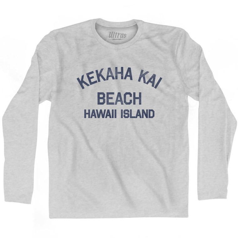 Hawaii Kekaha Kai Beach Hawaii Island Adult Cotton Long Sleeve Vintage T-Shirt - Grey Heather