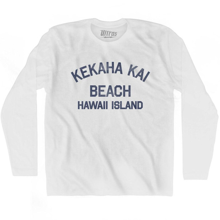 Hawaii Kekaha Kai Beach Hawaii Island Adult Cotton Long Sleeve Vintage T-shirt - White