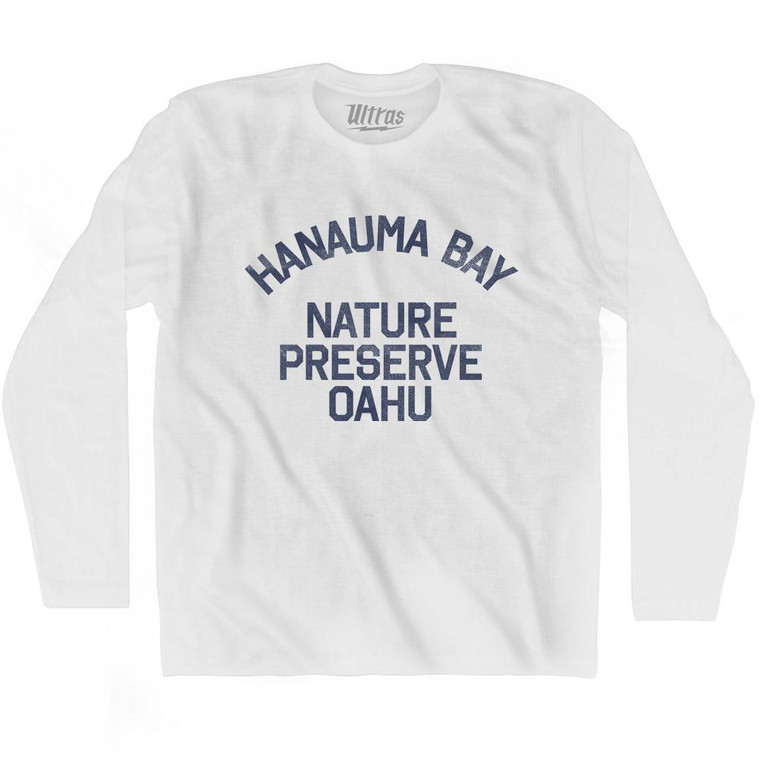 Hawaii Hanauma Bay Preserve Oahu Adult Cotton Long Sleeve Vintage T-shirt - White
