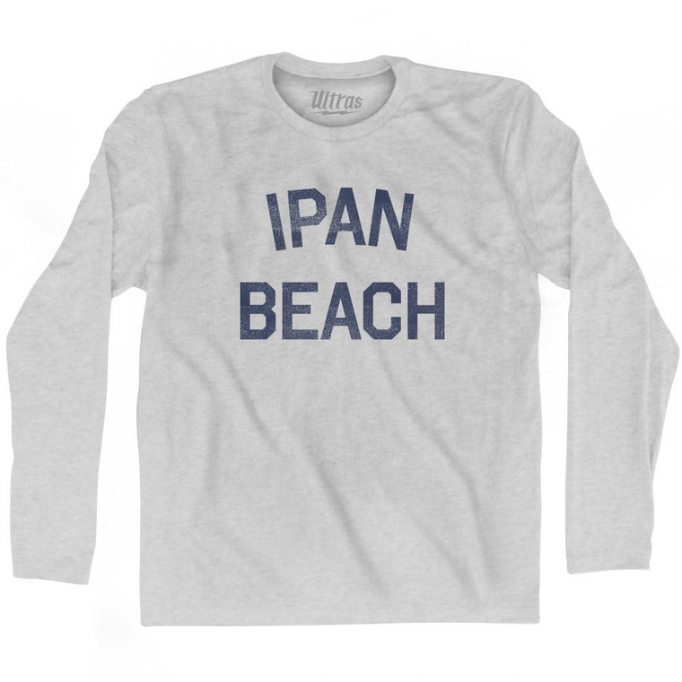 Guam Ipan Beach Adult Cotton Long Sleeve Vintage T-Shirt - Grey Heather