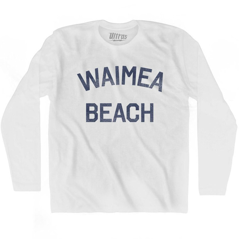 Hawaii Waimea Beach Adult Cotton Long Sleeve Vintage T-shirt - White