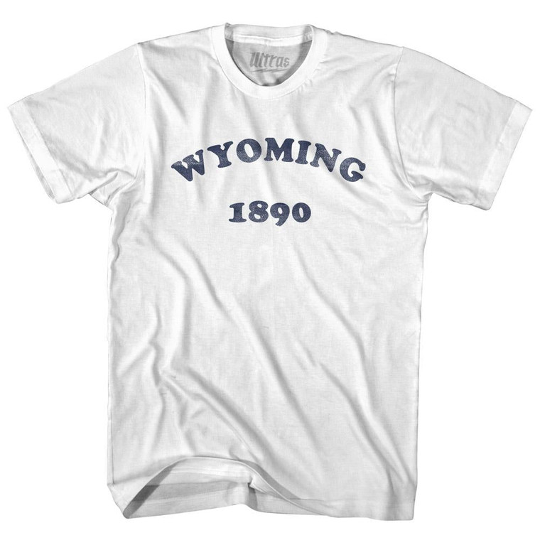 Wyoming State 1890 Adult Cotton Vintage T-shirt - White