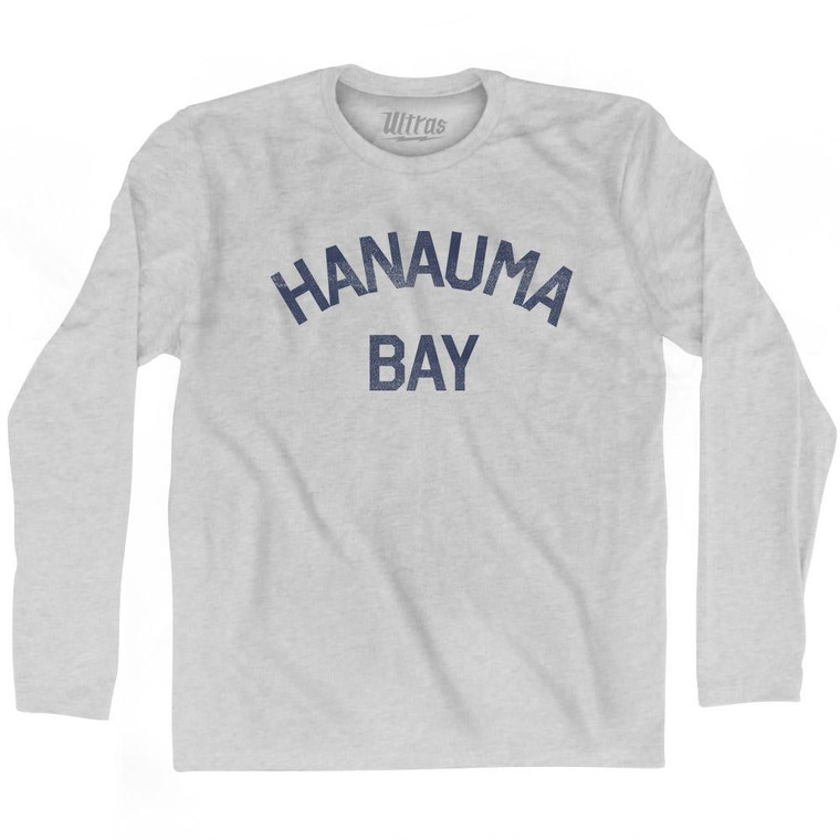 Hawaii Hanauma Bay Adult Cotton Long Sleeve Vintage T-Shirt - Grey Heather