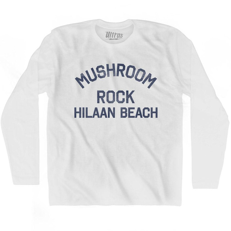 Guam Mushroom Rock Hilaan Beach Adult Cotton Long Sleeve Vintage T-shirt - White