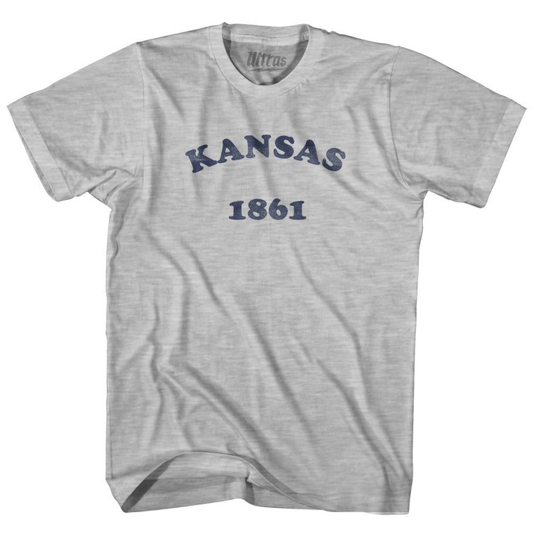 Kansas State 1861 Adult Cotton Vintage T-Shirt - Grey Heather