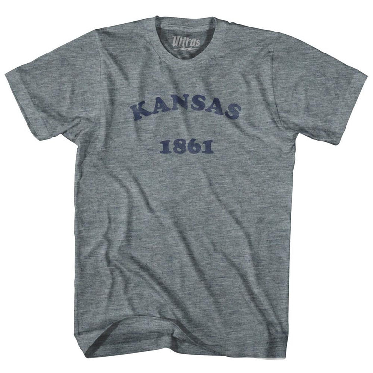 Kansas State 1861 Adult Tri-Blend Vintage T-shirt - Athletic Grey