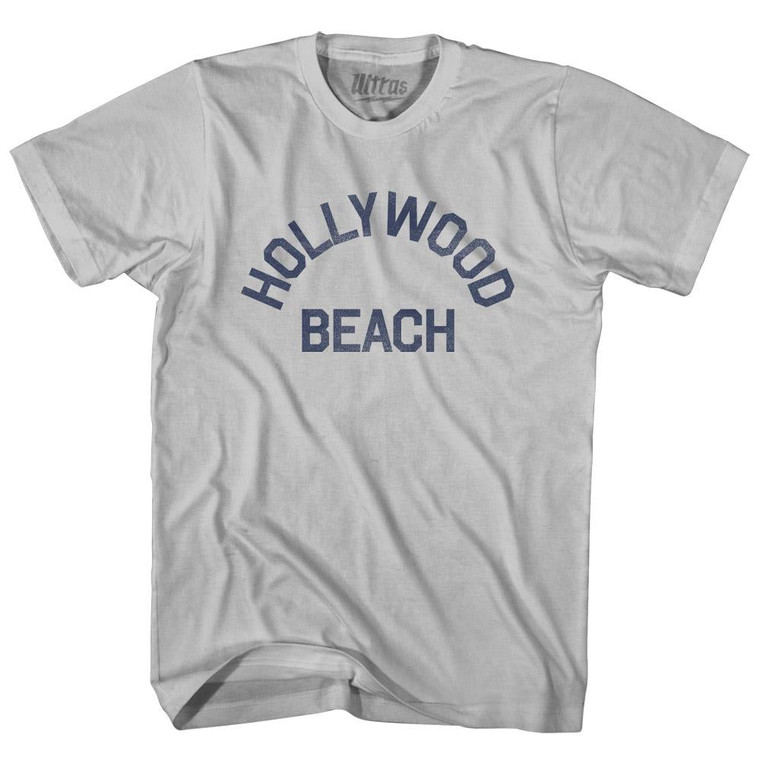 Florida Hollywood Beach Adult Cotton Vintage T-Shirt - Cool Grey