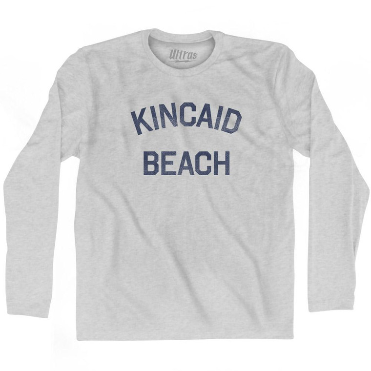 Alaska Kincaid Beach Adult Cotton Long Sleeve Text T-Shirt - Grey Heather