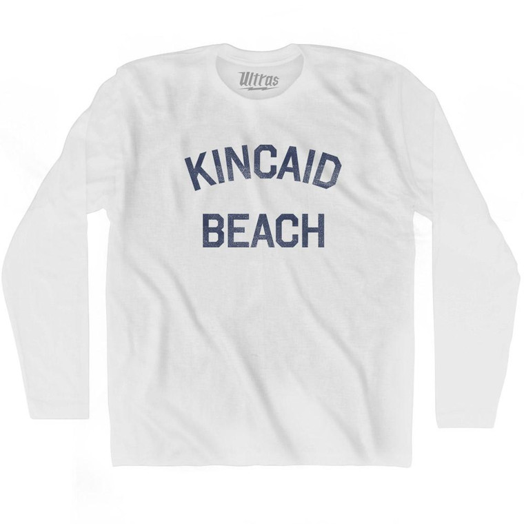 Alaska Kincaid Beach Adult Cotton Long Sleeve Text T-shirt - White