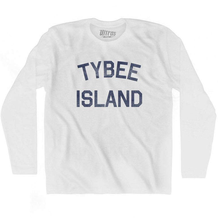 Georgia Tybee Island Adult Cotton Long Sleeve Vintage T-shirt - White