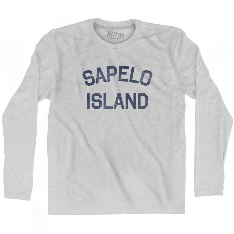 Georgia Sapelo Island Adult Cotton Long Sleeve Vintage T-Shirt - Grey Heather