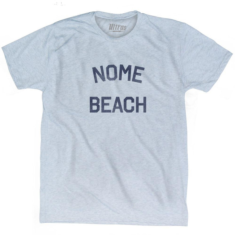 Alaska Nome Beach Adult Tri-Blend Text T-Shirt - Athletic White