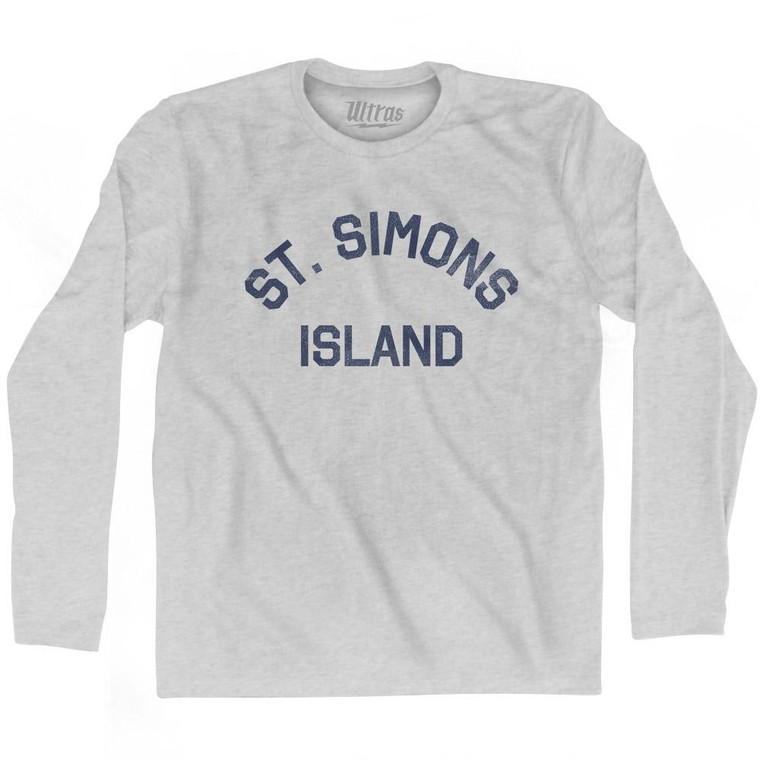 Georgia St. Simons Island Adult Cotton Long Sleeve Vintage T-Shirt - Grey Heather