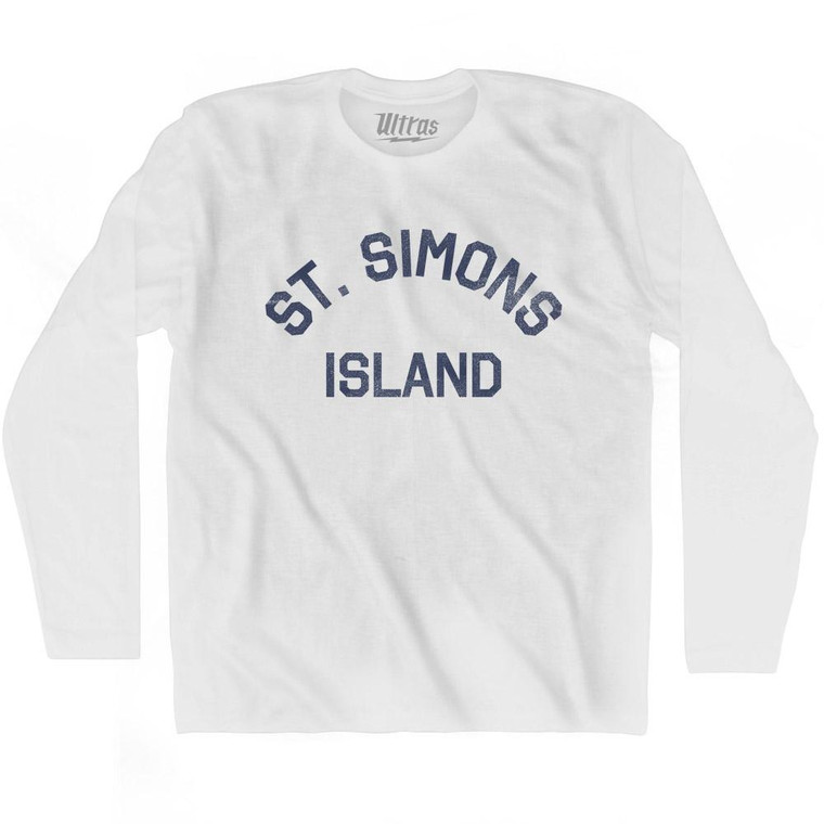 Georgia St. Simons Island Adult Cotton Long Sleeve Vintage T-shirt - White