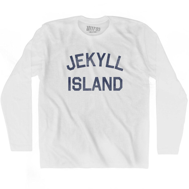 Georgia Jekyll Island Adult Cotton Long Sleeve Vintage T-shirt - White