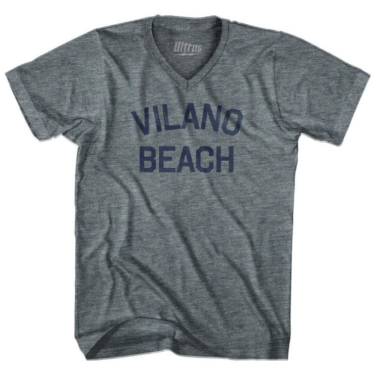 Florida Vilano Beach Adult Tri-Blend V-neck Vintage T-shirt - Athletic Grey