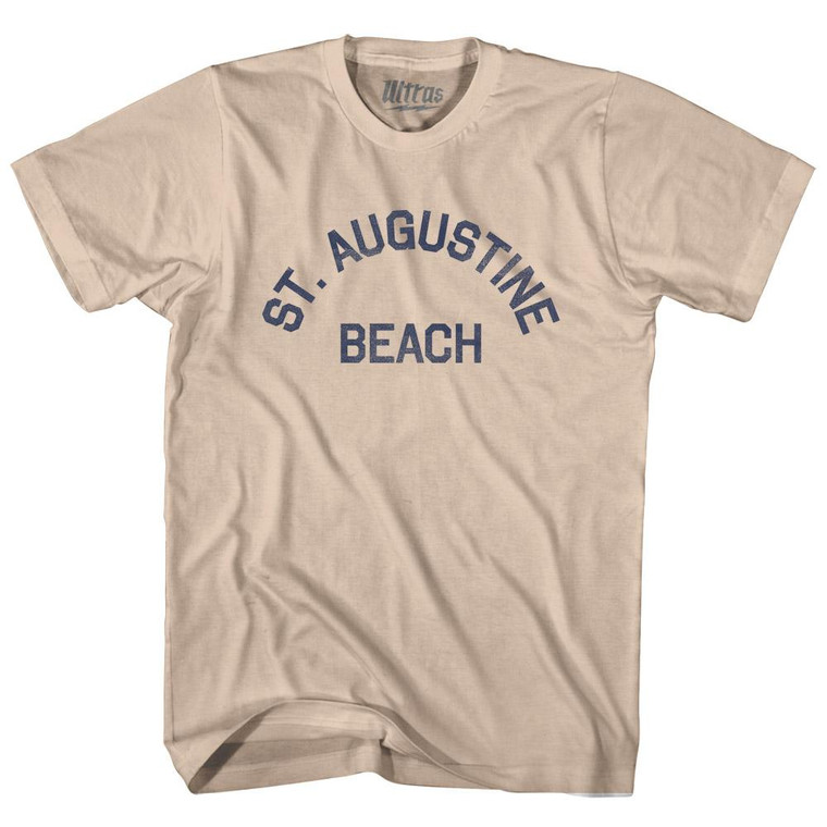 Florida St. Augustine Beach Adult Cotton Vintage T-Shirt - Creme