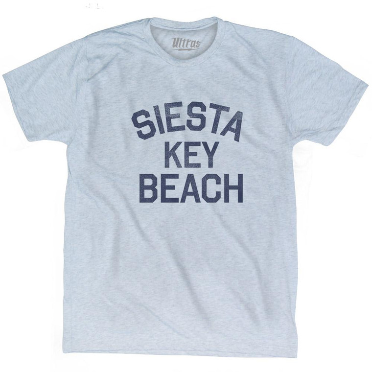 Florida Siesta Key Beach Trident Adult Tri-Blend Vintage T-Shirt - Athletic White
