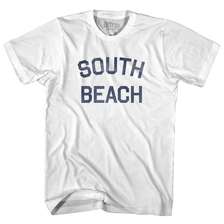 Florida South Beach Womens Cotton Junior Cut Vintage T-shirt - White