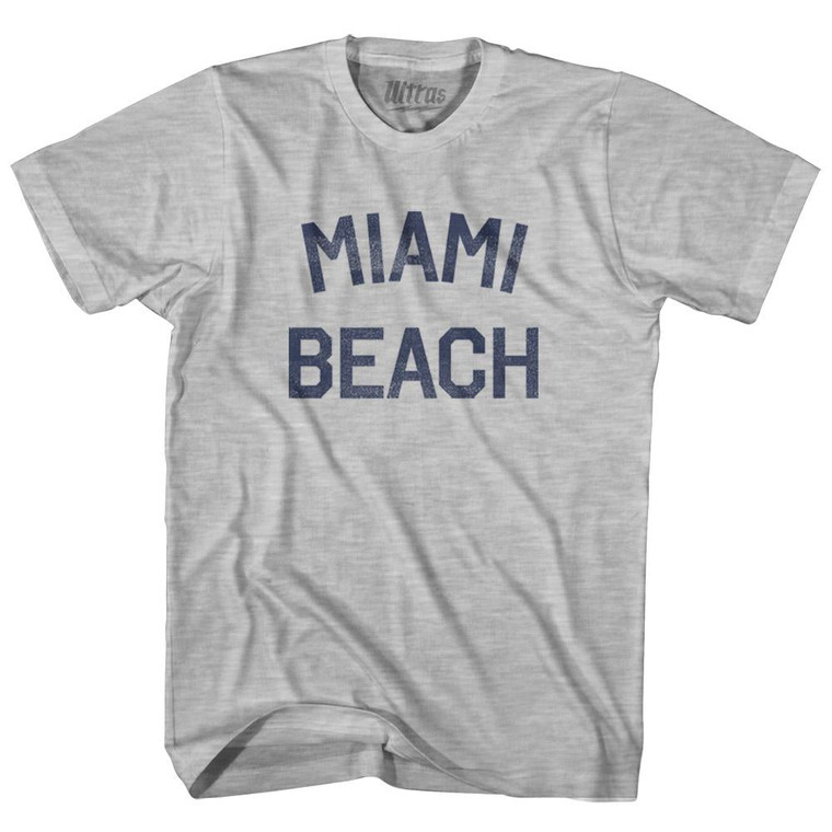 Florida Miami Beach Adult Cotton Vintage T-Shirt - Grey Heather