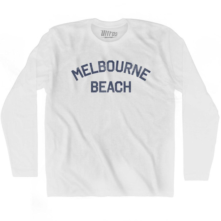 Florida Melbourne Beach Adult Cotton Long Sleeve Vintage T-shirt - White
