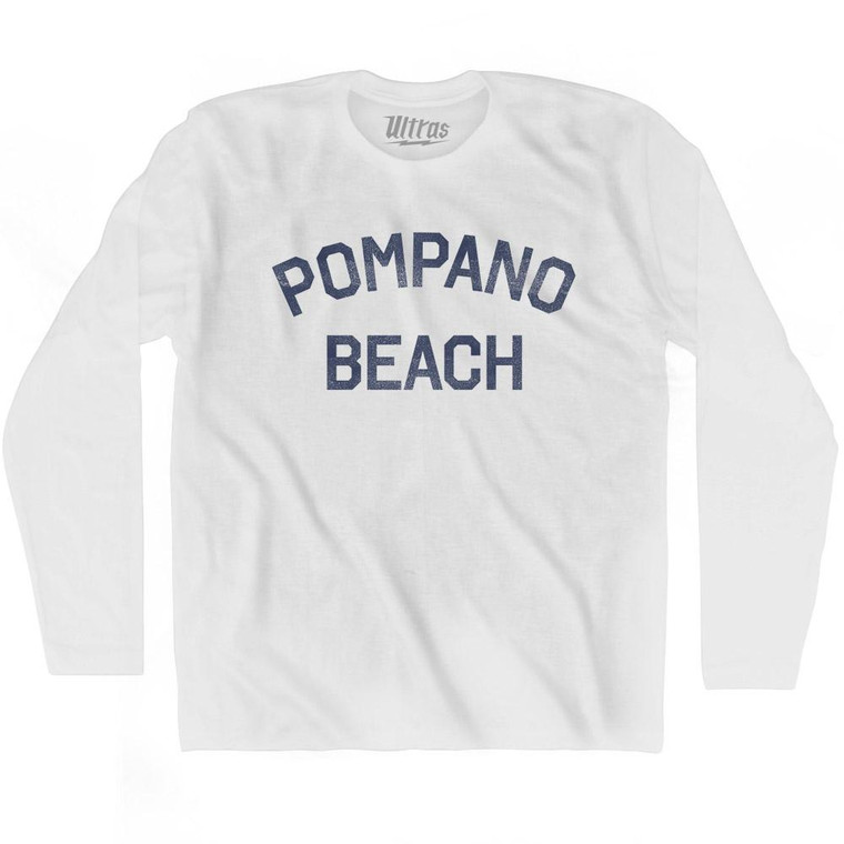 Florida Pompano Beach Adult Cotton Long Sleeve Vintage T-shirt - White