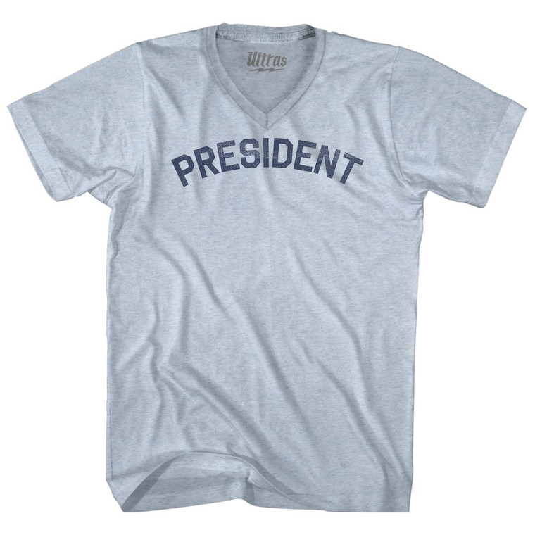 President Adult Tri-Blend V-neck T-shirt - Athletic White