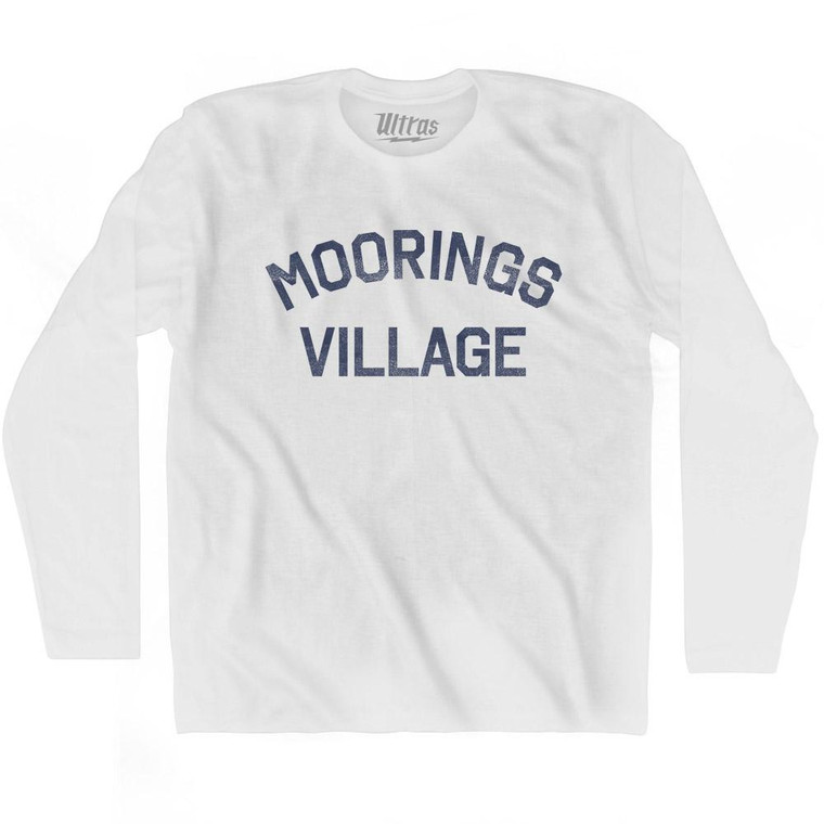 Florida Moorings Village Adult Cotton Long Sleeve Vintage T-shirt - White