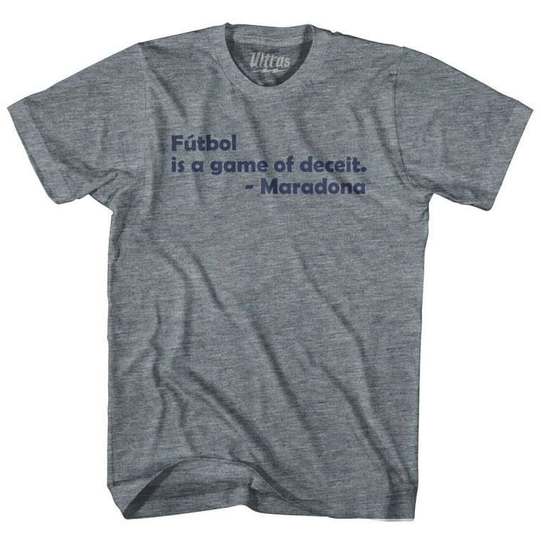 Futbol Is Game of Deceit Maradona Soccer Quote Womens Tri-Blend Junior Cut Soccer T-shirt - Athletic Grey